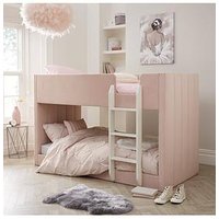 The Very Collection Panelled Velvet Bunk Bed With Mattress Options (Buy & Save!) - Pink - Bed Frame With Premium Mattress