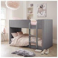 The Very Collection Panelled Velvet Bunk Bed With Mattress Options (Buy & Save!) - Grey - Bed Frame With Premium Mattress