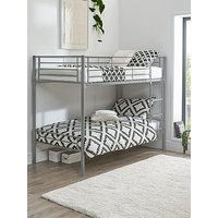 The Very Collection Domino Metal Bunk Bed Frame With Mattress Options - Ladder And Guard Rail On Top Bunk - Bunk Bed Frame Only