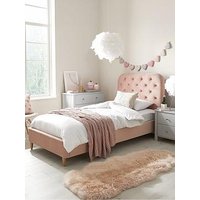 The Very Collection Freya Velvet Fabric Single Kids Bed Frame And Headboard With Mattress Options (Buy & Save!) - Pink - Fsc&Reg; Certified - Bed Frame Only