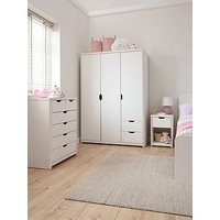 The Very Collection Aspen 3 Piece Package - 3 Door, 2 Drawer Wardrobe, 4 + 2 Chest And Bedside Table - White Oak Effect