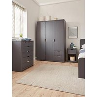 The Very Collection Aspen 3 Piece Package - 3 Door, 2 Drawer Wardrobe, 4 + 2 Chest And Bedside Table - Dark Grey Oak Effect