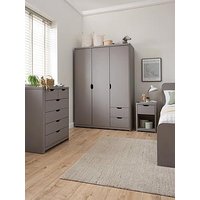 The Very Collection Aspen 3 Piece Package - 3 Door, 2 Drawer Wardrobe, 4 + 2 Chest And Bedside Table - Grey Oak Effect
