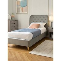 Very Home Freya Velvet Fabric Single Kids Bed Frame And Headboard With Mattress Options (Buy & Save!) - Grey - Fsc&Reg; Certified - Bed Frame With Standard Mattress