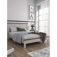 The Very Collection Crawford Wooden Bed With Mattress Options - Grey/Dark Oak (Buy & Save!) - Bed Frame With Microquilt Mattress