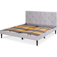 UK Emma Premium Signature Bed 150x200 - Light Gray - Tufted Headboard