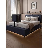 Xr Living Maisie Upholstered Velvet Ottoman Tv Bed With Under Frame Led Lights