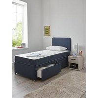 Airsprung Teddy Storage Divan Set With Headboard And Extra Bounce Mattress - Blue