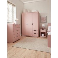 The Very Collection Aspen 3 Piece Package - 3 Door, 2 Drawer Wardrobe, 4 + 2 Chest And Bedside Table - Pink