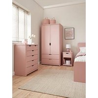 The Very Collection Aspen 3 Piece Package - 2 Door, 2 Drawer Wardrobe, 4 + 2 Chest And Bedside Table - Pink