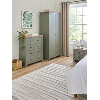 The Very Collection Atlanta 3 Piece Bedroom Furniture Set - 2 Door Wardrobe, 4 Drawer Chest And 2 Drawer Bedside Chest - Green/Oak