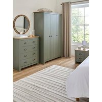 The Very Collection Atlanta 3 Piece Bedroom Furniture Set- 3 Door Wardrobe, 4 Drawer Chest And 2 Drawer Bedside Table - Green/Oak