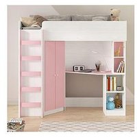 The Very Collection Miami Fresh High Sleeper Bed With Mattress Options (Buy And Save!) - Pink - Bed Frame With Premium Mattress