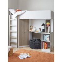 The Very Collection Miami Fresh High Sleeper With Mattress Options (Buy And Save!) - White/Grey Oak - Bed Frame With Standard Mattress