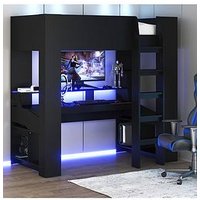 The Very Collection Maverick Gaming High Sleeper Bed With Mattress Options (Buy & Save!) - Black - Bed Frame With Standard Mattress