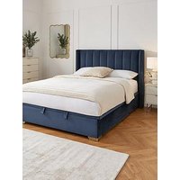 The Very Collection New Dakota Velvet End Lift Up Storage Ottoman Bed With Mattress Options (Buy & Save!) - Blue - Bed Frame With Memory Mattress