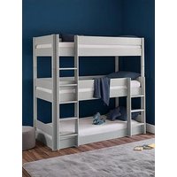 Julian Bowen Trio Triple Stacker Bunk Bed With Spring Mattress Option - Light Grey - Bed Frame Only