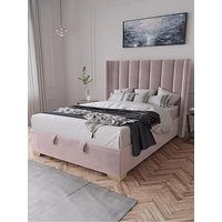 The Very Collection New Dakota Velvet End Lift Up Storage Ottoman Bed With Mattress Options (Buy & Save!) - Antique Rose - Bed Frame Only