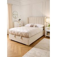 The Very Collection New Dakota Boucle End Lift Up Storage Ottoman Bed With Mattress Options (Buy & Save!) - Natural - Bed Frame With Microquilt Mattress