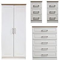 Swift Regent Ready Assembled 4 Piece Package - 2 Door Wardrobe, 5 Drawer Chest And 2 Bedside Chests - Fsc&Reg; Certified