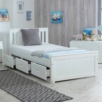 Mission - Single - Storage Bed - Drawers - White - Wooden - 3ft - Happy Beds