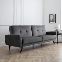 Monza - 2 Seater Sofa Bed - Grey - Velvet - Happy Beds