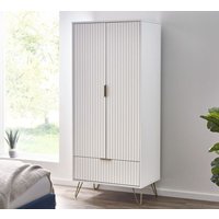 Murano - 2 Door Combination Wardrobe - White - Wooden - Happy Beds
