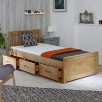 Mission - Single - Storage Bed - Drawers - Waxed Pine - Wooden - 3ft - Happy Beds