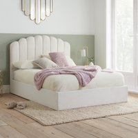 Monaco - King Size - Boucle Ottoman Storage Bed - White - Fabric - 5ft - Happy Beds