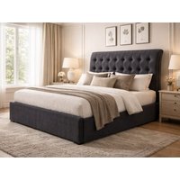 Time Living Hamilton Dark Grey Fabric Bed Frame - 4ft6 Double