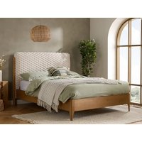 Birlea Hatti White and Oak Fabric Bed Frame - 4ft6 Double