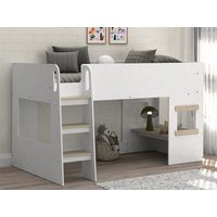 Kidsaw Canbrera White Wooden Mid Sleeper Bed - 3ft Single