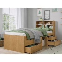 Kidsaw Captains Bookcase Headboard Oak Cabin Bed - 3ft Single
