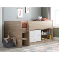 Birlea Leyton White and Oak Effect Cabin Bed Frame - 3ft Single
