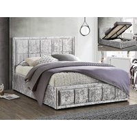 Birlea Hannover Steel Crushed Velvet Glitz Fabric Ottoman Bed Frame - 4ft6 Double
