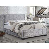 Birlea Hannover Steel Crushed Velvet Glitz Fabric Ottoman Bed Frame - 4ft Small Double