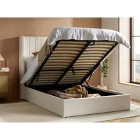 ASC Melody White Boucle Ottoman Bed Frame - 5ft King Size