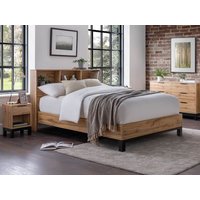 Julian Bowen Bali Bookcase Oak Wooden Bed Frame - 4ft6 Double