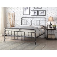 Flintshire Cilcain Black and Silver Metal Bed Frame - 4ft6 Double