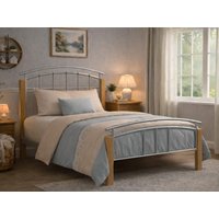 Time Living Tetras Silver and Beech Metal Bed Frame - 3ft Single