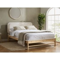 Birlea Emmi White and Oak Boucle Bed Frame - 5ft King Size
