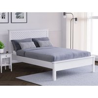 Kyoto Chevron White Wooden Bed Frame - 5ft King Size