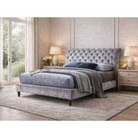 Time Living Venice Grey Crushed Velvet Bed Frame - 4ft6 Double