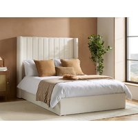 ASC Melody White Boucle Ottoman Bed Frame - 4ft6 Double
