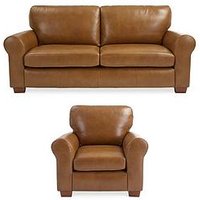 The Very Collection Bailey Italian Leather 3 Seater Sofa + Chair Set - Fsc Certified