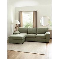 The Very Collection Salerno Standard Back Left Hand 3 Seater Fabric Chaise Sofa - Olive Green - Fsc Certified