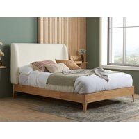 Birlea Halfden White Fabric Bed Frame - 4ft6 Double