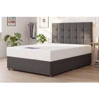 Simply Memory Pocket 1000 Hybrid Mattress + Premium Divan Bed, Silver, 4 Drawer, Single
