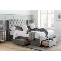 Hope Grey Velvet Storage Bed, King Size