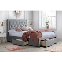 Woodbury Grey Fabric 4 Drawer Storage Bed, Super King
